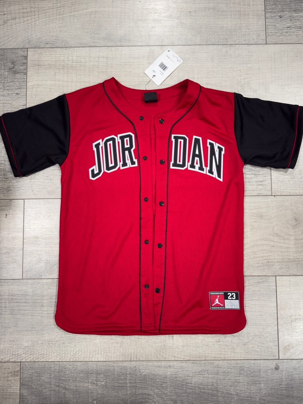 JORDAN Baseball Jersey Kids Red and Black Size L